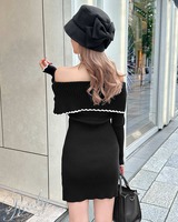 Rady ニットワンピース オフショル オフホワイト Mサイズ ファーオフショルニットワンピース ベージュ | ファッション通販