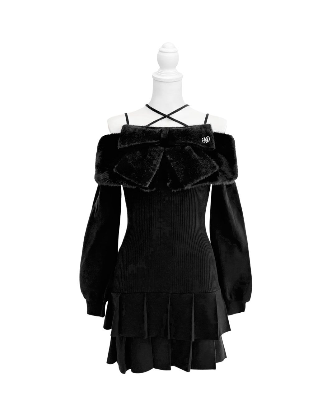 ビッグリボンクロスオフショルワンピ ブラック | ファッション通販