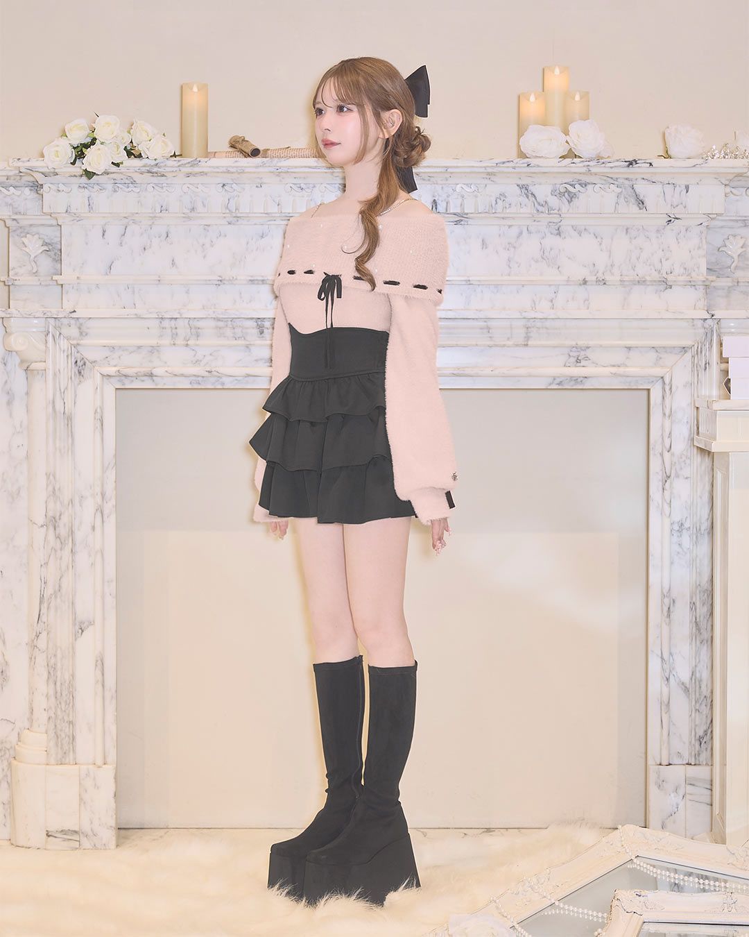 フリル美脚スカート ブラック | ファッション通販＆メディアMyColor