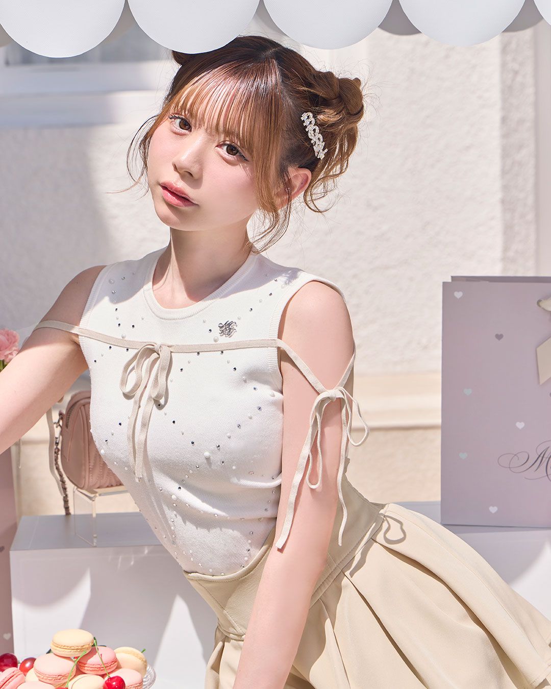 ミシェルマカロン パールビジューキルティングトップス ブルー フリーサイズ パールビジューキルティングトップス ブルー | ファッション通販