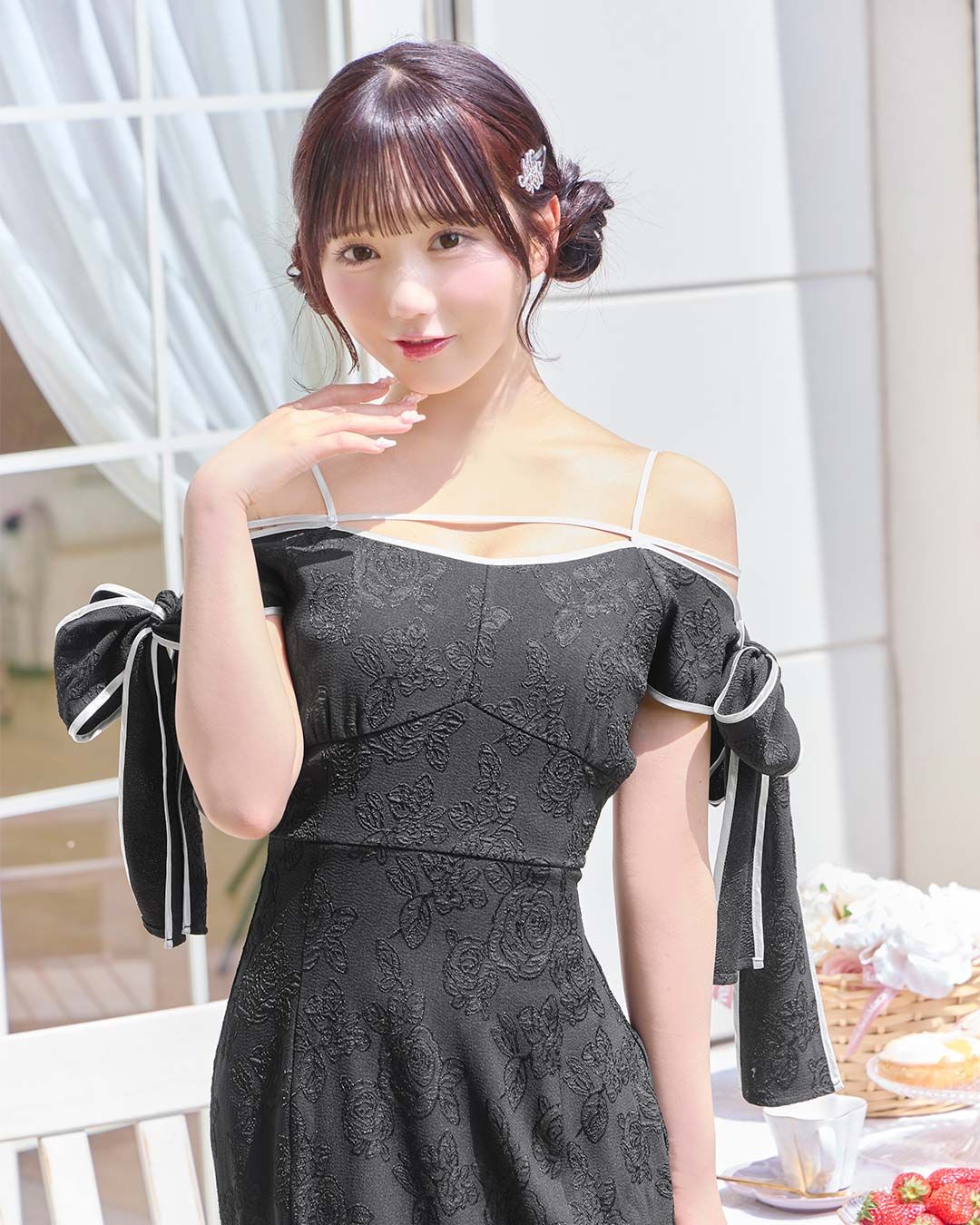リボンスリーブワンピース アイボリー | ファッション通販