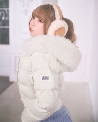 アウター ミシェルマカロン ケーブル柄ベルトダウンコート FREEサイズ