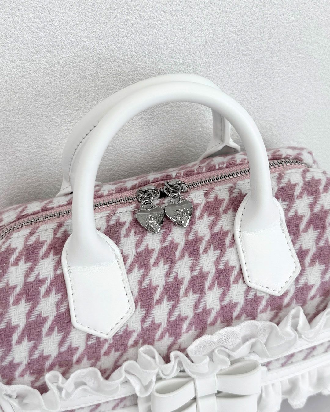 ハニーミュウ　千鳥リボンボストンバッグ　SJS0098M　ブラック ハニーミュウ 千鳥リボンボストンバッグ SJS0098M