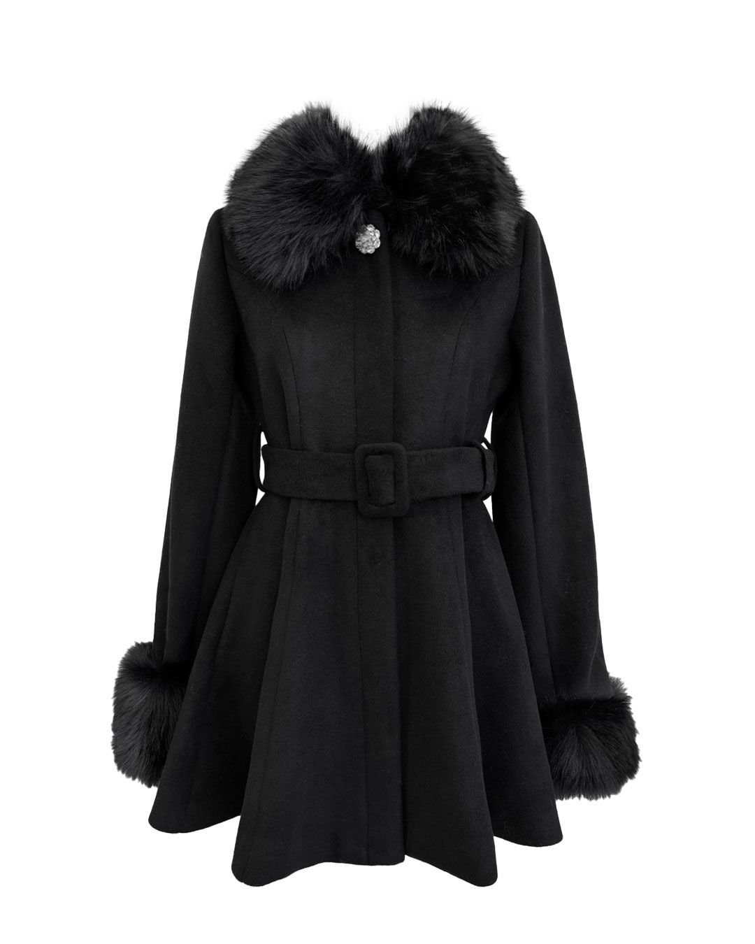 ファーカラーフレアコート オフホワイト | ファッション通販＆メディア