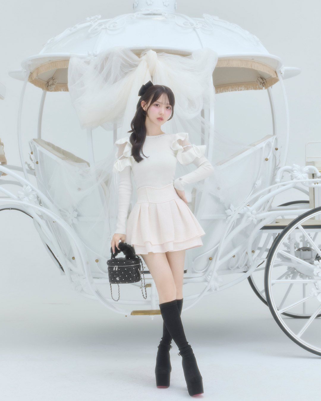 ファンシーツイード美脚スカート ホワイト | ファッション通販