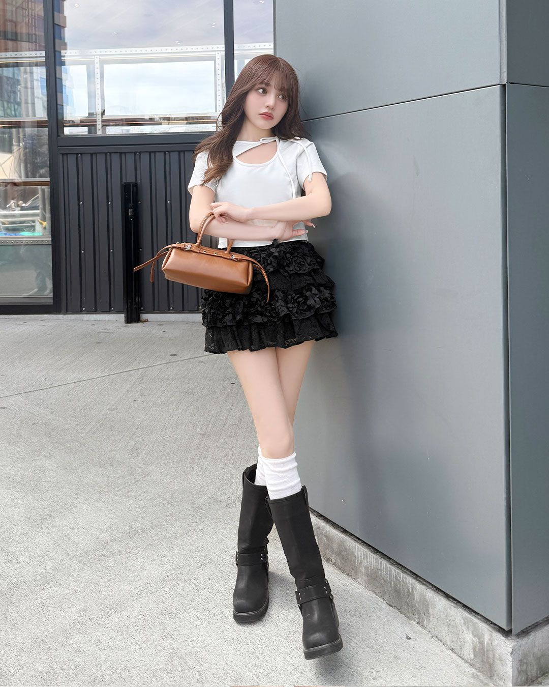 SOLNI アシメリボンネックTシャツ アシメリボンネックTシャツ ホワイト | ファッション通販