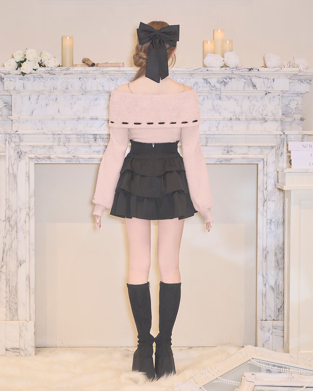 フリル美脚スカート ブラック | ファッション通販＆メディアMyColor