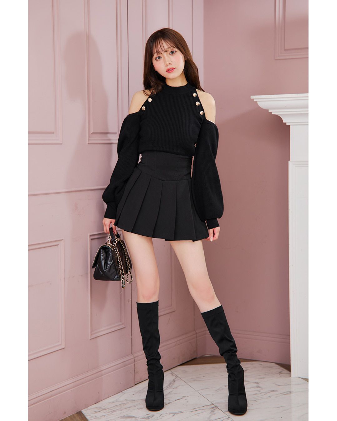 ゴールドボタンニットトップス アイボリー | ファッション通販