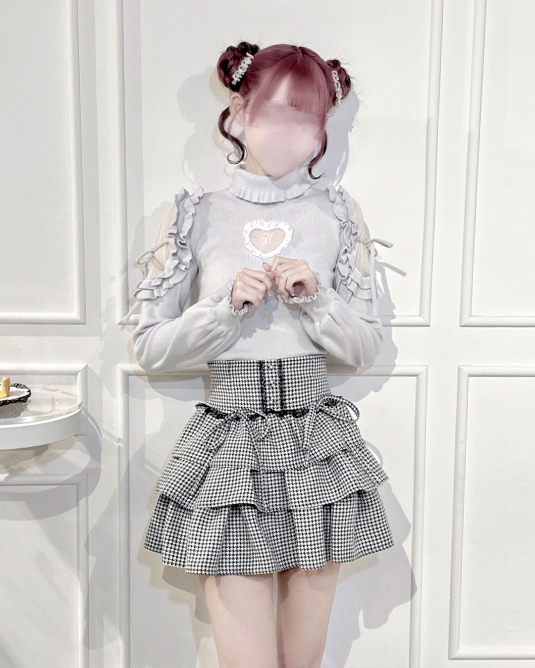 ミシェルマカロン　イモ　ハートカットタートルニット　ハニーミュウ　ホワイト　XS ミシェルマカロン イモ ハートカットタートルニット ハニーミュウ