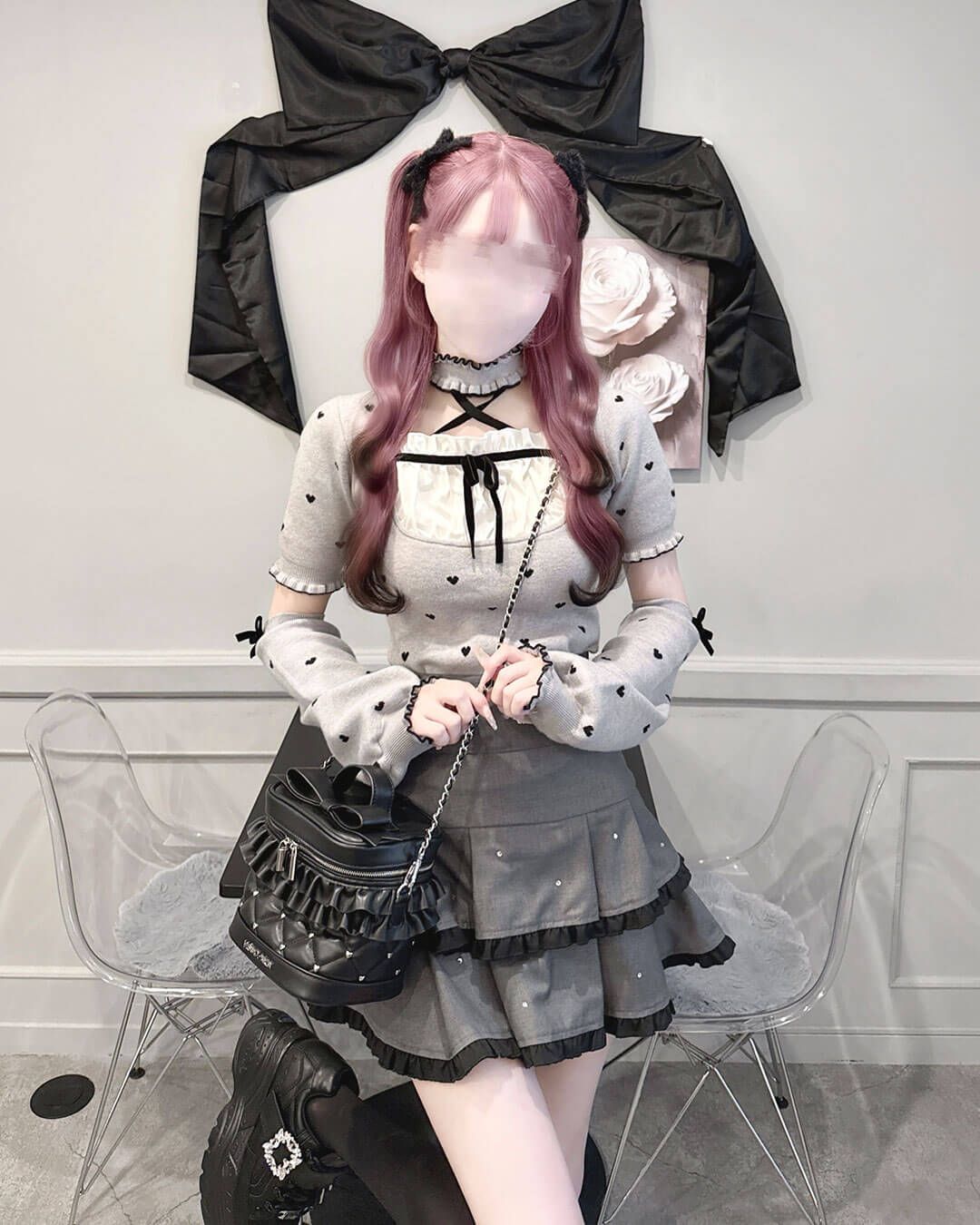 Luv アームカバー付きチョーカートップス ピンク | ファッション通販 Luv アームカバー付きチョーカートップス ピンク | ファッション通販