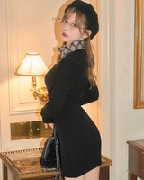 ReAmour 配色レイヤードワンピ 黒 ReAmour リアムール 配色レイヤードワンピ ブラック