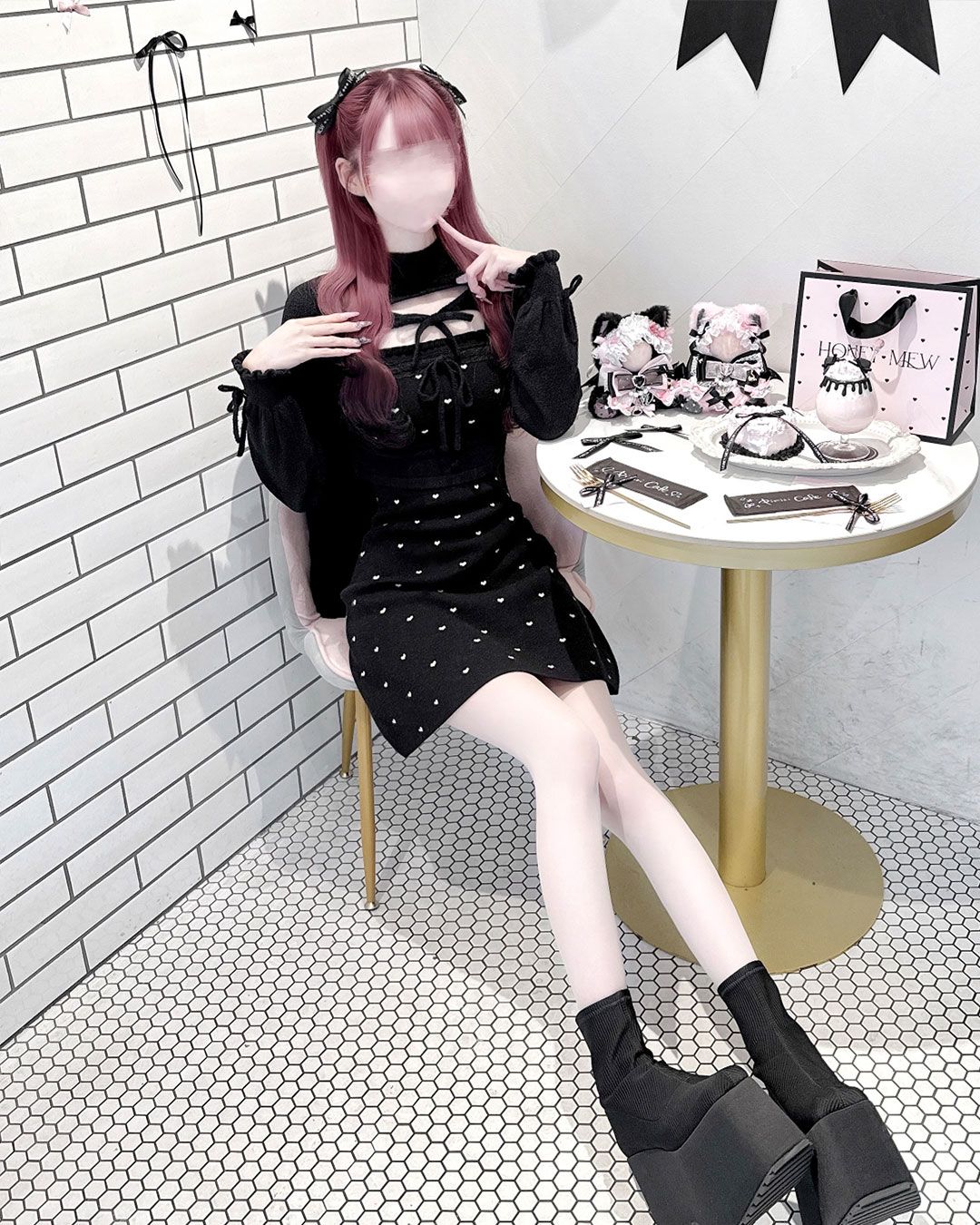 pimiri cafe Collaboration】Luv ダブルリボンアンサンブルワンピース